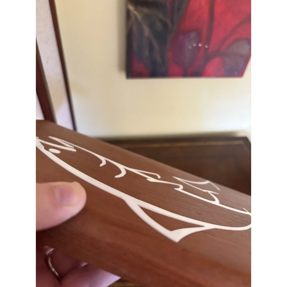 White Glass Salmon Carved Solid Wood Fish with Wall Mounting Hole 13